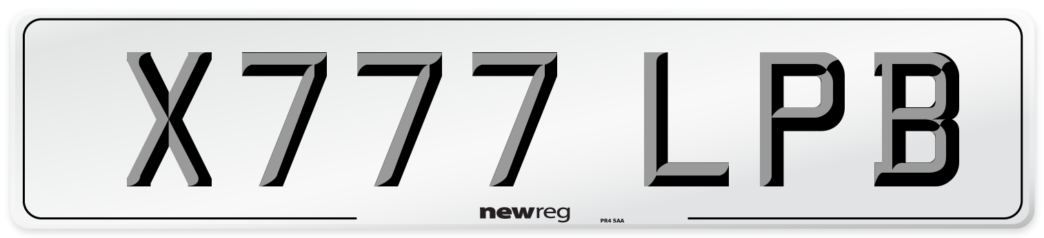 X777 LPB Number Plate from New Reg